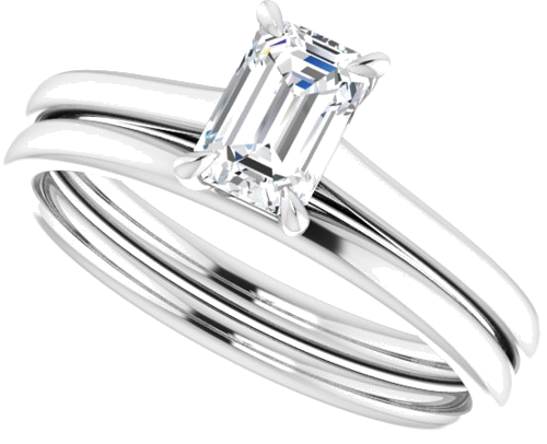 Sužadėtuvių Žiedas „Solitaire“ 585 Baltojo Aukso Emerald 6mm x 4mm (10)