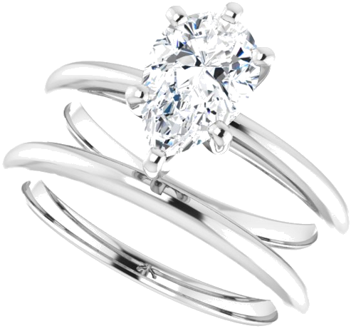 14K White  9x6 mm Pear Solitaire Engagement Ring Mounting (10)