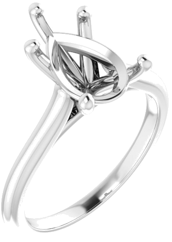 14K White 12x8 mm Pear Solitaire Engagement Ring Mounting (1)