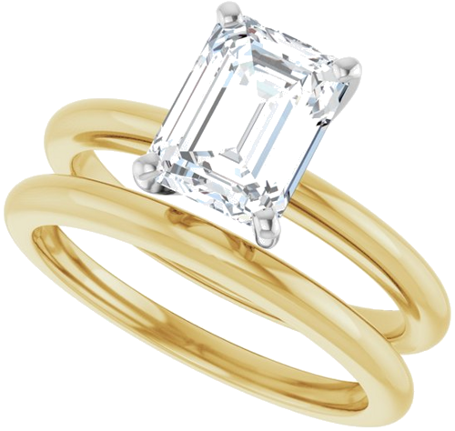 Sužadėtuvių Žiedas „Solitaire“ 585 Baltojo Ir Geltonojo Aukso Emerald 8mm x 6mm (10)