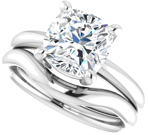 Sužadėtuvių Žiedas „Solitaire“ 14k white gold Cushion 8mm (10)