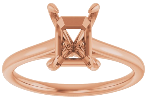 14K Rose  8x6 mm Emerald Solitaire Engagement Ring Mounting (3)