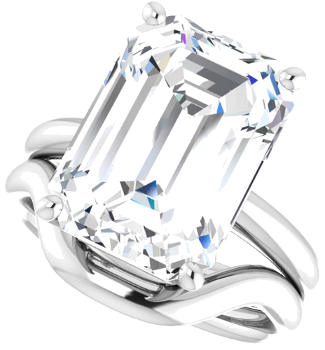 14K White 14x10 mm Emerald Engagement Ring Mounting (3)