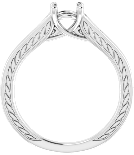 Sužadėtuvių Žiedas „Scroll Solitaire“ 585 Baltojo Aukso Oval 7mm x 5mm (2)