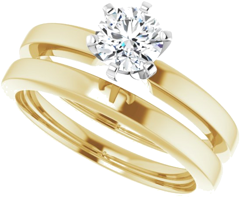 14K Yellow White 5.2 mm Round Solitaire Engagement Ring Mounting (10)