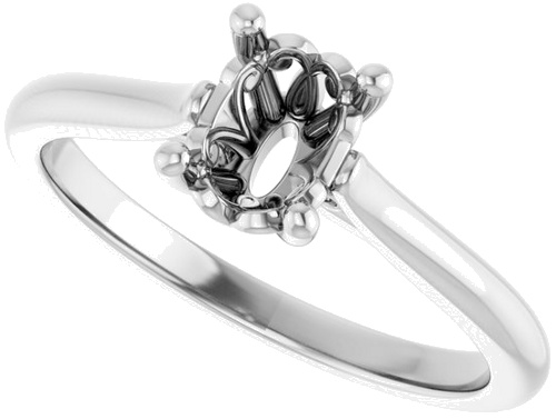 14K White 7x5 mm Oval Solitaire Engagement Ring Mounting (5)