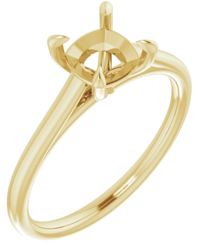 14K Yellow  6 mm Cushion Solitaire Engagement Ring Mounting (1)