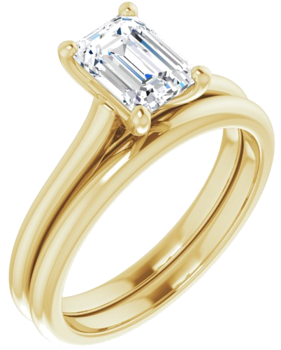 Sužadėtuvių Žiedas „Solitaire“ 750 Geltonojo Aukso Emerald 7mm x 5mm (6)