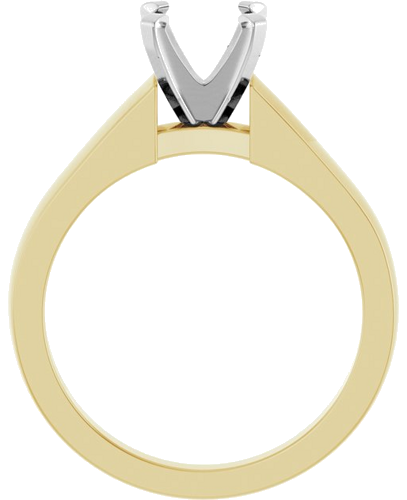 14K Yellow White 7 mm Round Solitaire Engagement Ring Mounting (2)