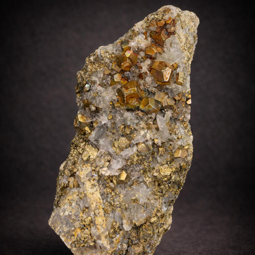Pyrite and rock crystal cluster on a custom-made stand, 20 cm (5)
