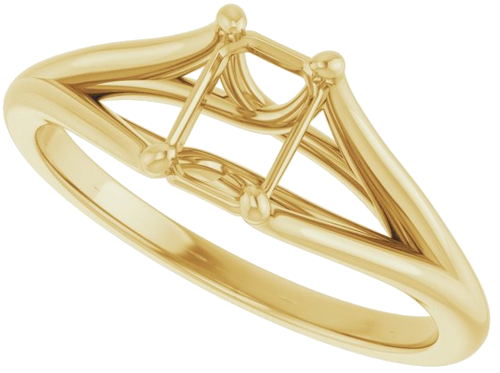 14K Yellow 6x4 mm Emerald Solitaire Engagement Ring Mounting (5)