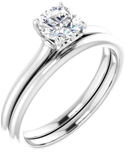 Sužadėtuvių Žiedas „Solitaire“ 585 Baltojo Aukso Round 5.5mm (6)
