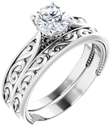 14K White 5.8 mm Round Vintage-Inspired Engagement Ring Mounting (6)