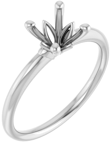 14K White 6.5 mm Round Solitaire Engagement Ring Mounting (1)