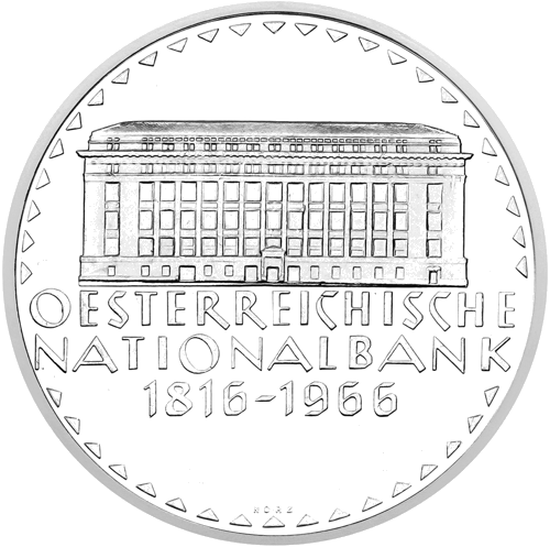 50 šilingi Nacionālā banka 1966 Austrija sudraba monēta (1)