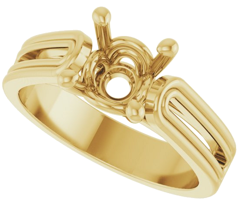 14K Yellow 8 mm Round Solitaire Engagement Ring Mounting (5)