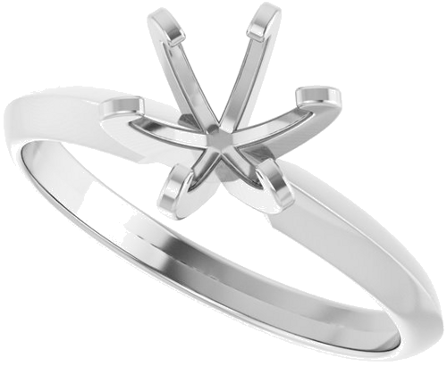 14K White 6.4 mm Round Solitaire Engagement Ring Mounting (5)