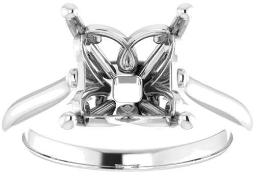 14K White 8 mm Square Solitaire Engagement Ring Mounting (3)