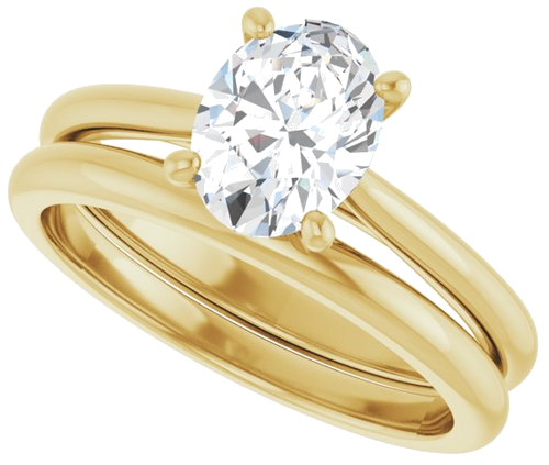 Sužadėtuvių Žiedas „Solitaire“ 585 Geltonojo Aukso Oval 8mm x 6mm (10)