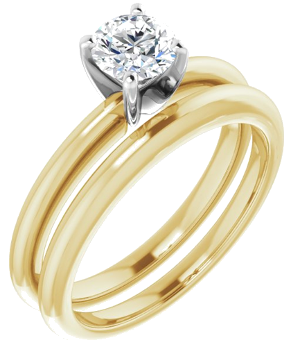 Sužadėtuvių Žiedas „Solitaire“ 585 Baltojo Ir Geltonojo Aukso Round 5.2mm (6)