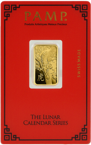 Колекционерско инвестиционно златно кюлче PAMP Година на тигъра 2022 (Лунен календар) (2)
