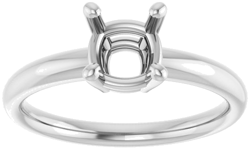 14K White 6 mm Cushion Engagement Ring Mounting (3)