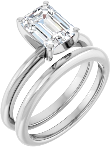 Sužadėtuvių Žiedas „Solitaire“ 585 Baltojo Aukso Emerald 8mm x 6mm (6)