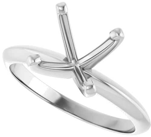 14K White 8.6-9.1 mm Round 4-Prong Light Solitaire Ring Mounting (5)