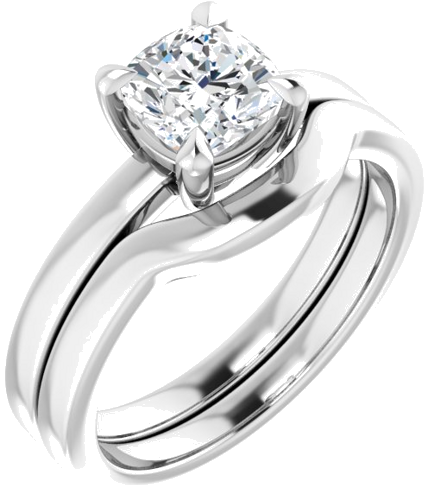 14K White 6 mm Cushion Solitaire Engagement Ring Mounting (6)