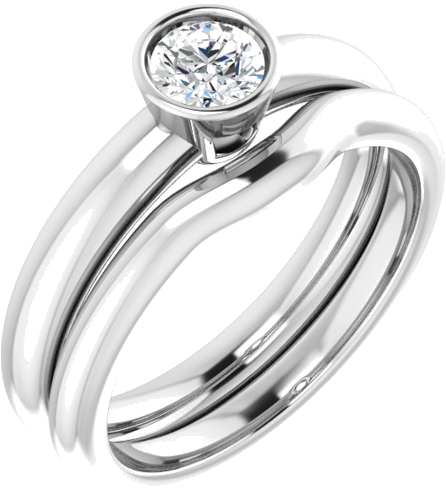 Sužadėtuvių Žiedas „Bezel-Set Solitaire“ 585 Baltojo Aukso Round 4.4mm (6)