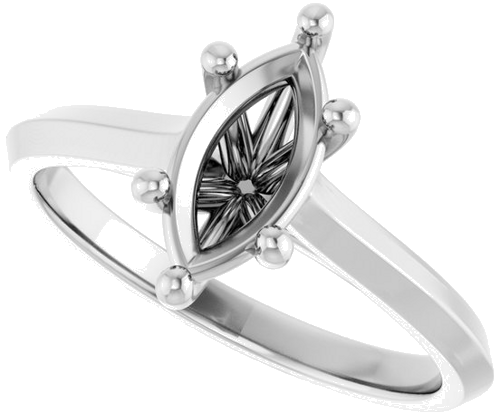 10K White 10x5 mm Marquise Solitaire Engagement Ring Mounting (5)