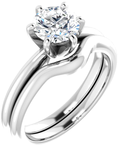 14K White  6.5 mm Round Solitaire Engagement Ring Mounting (6)