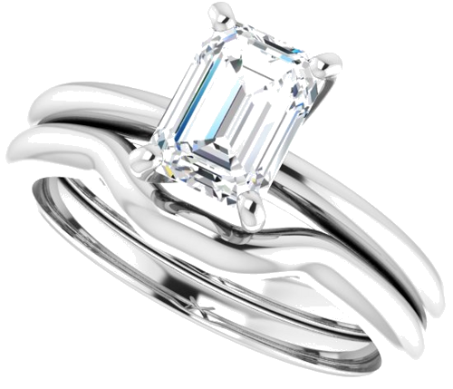 14K White  7x5 mm Emerald Solitaire Engagement Ring Mounting (10)