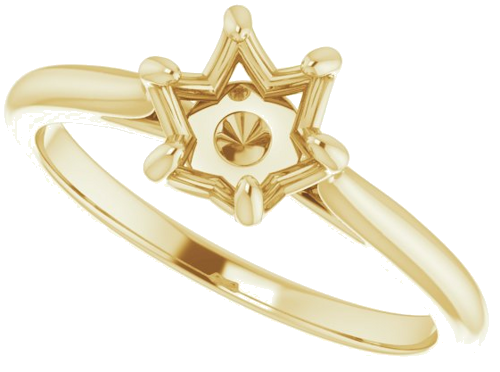 Sužadėtuvių Žiedas „Solitaire“ 585 Geltonojo Aukso Round 6.5mm (5)