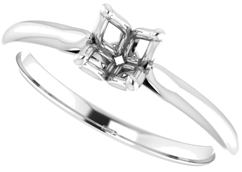 Sužadėtuvių Žiedas „Solitaire“ 14k white gold Square 4mm (5)