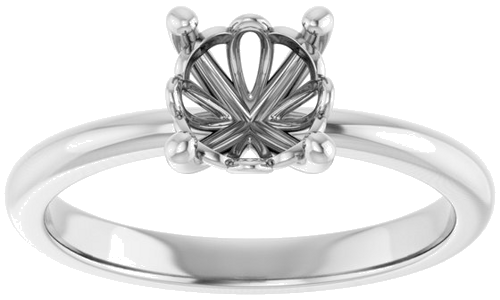 14K White 6.5 mm Round Solitaire Engagement Ring Mounting (3)