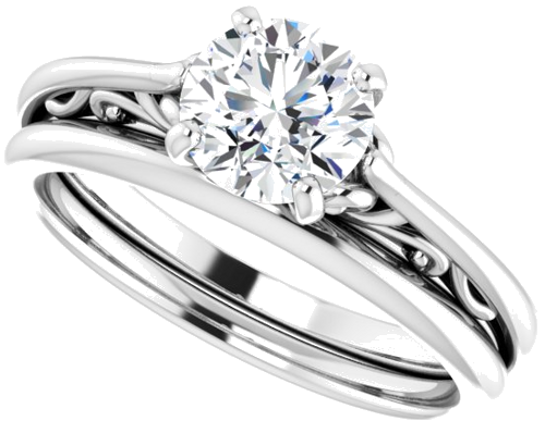 14K White 6.5 mm Round Engagement Ring Mounting (15)