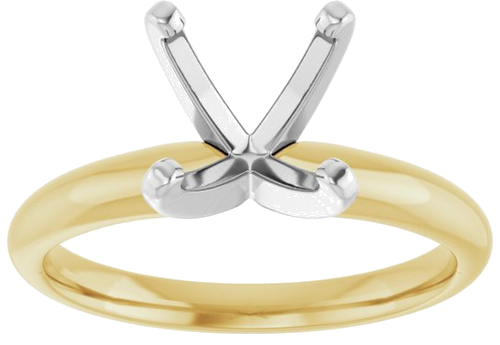 14K Yellow   White 7.8-8.6 mm Round 4-Prong Solitaire Ring Mounting (3)