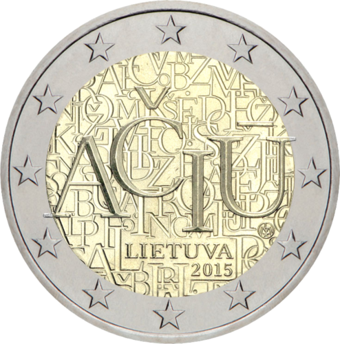 2015 Литва Ačiū монета 2 евро BU на карточке (2)