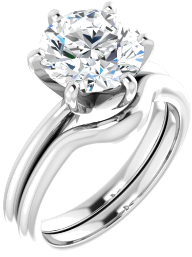 14K White  9 mm Round Solitaire Engagement Ring Mounting (6)