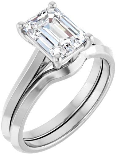 14K White 8x6 mm Emerald Solitaire Engagement Ring Mounting (6)