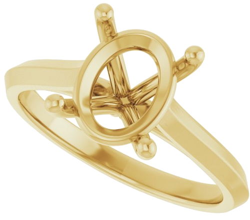14K Yellow 10x8 mm Oval Solitaire Engagement Ring Mounting (5)