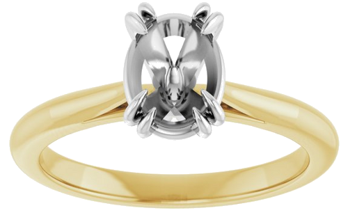14K Yellow White 8 x 6 mm Oval Engagement Ring Mounting (3)