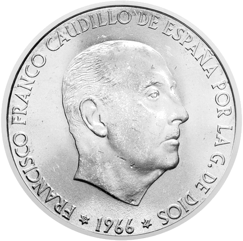 1966 Francisco Franco Spain 100 Pesetas silver coin (2)