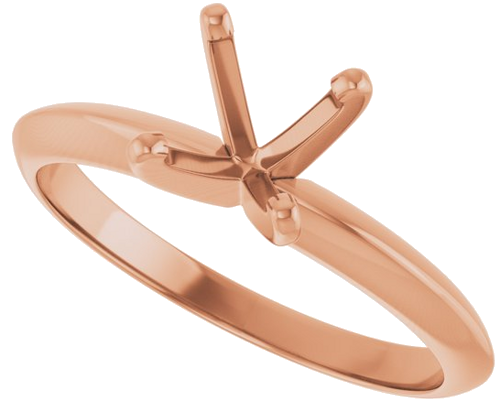 14K Rose 6-6.6 mm Round 4-Prong Light Solitaire Ring Mounting (5)