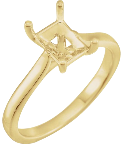 14K Yellow 8x6 mm Emerald Solitaire Engagement Ring Mounting (1)