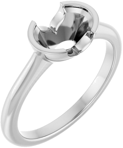 14K White 8x6 mm Oval Solitaire Engagement Ring Mounting (1)