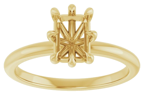 14K Yellow 7x5 mm Emerald Solitaire Engagement Ring Mounting (3)