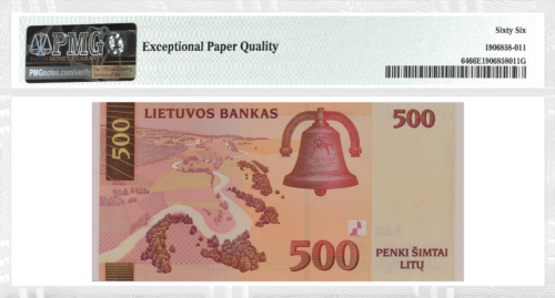 2000 Lithuania 500 litas banknote PMG GEM UNC 66 (2)