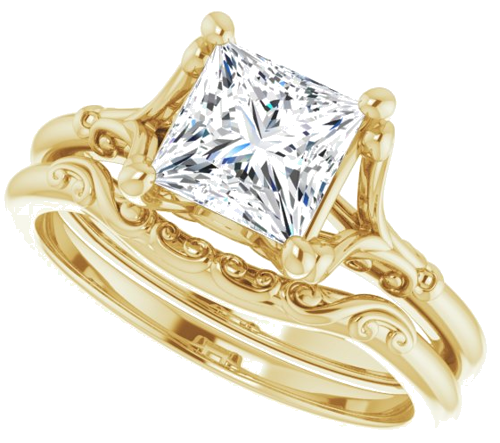 14K Yellow 6 mm Square Solitaire Engagement Ring Mounting (10)